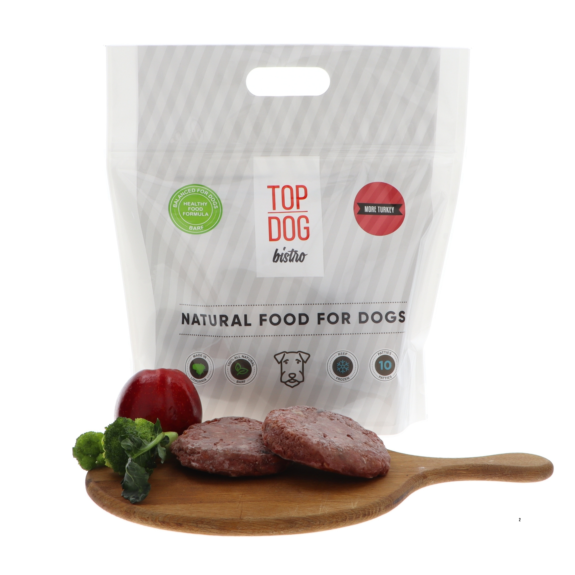 TOP DOG Bistro More TURKEY žalias BARF pašaras šunims