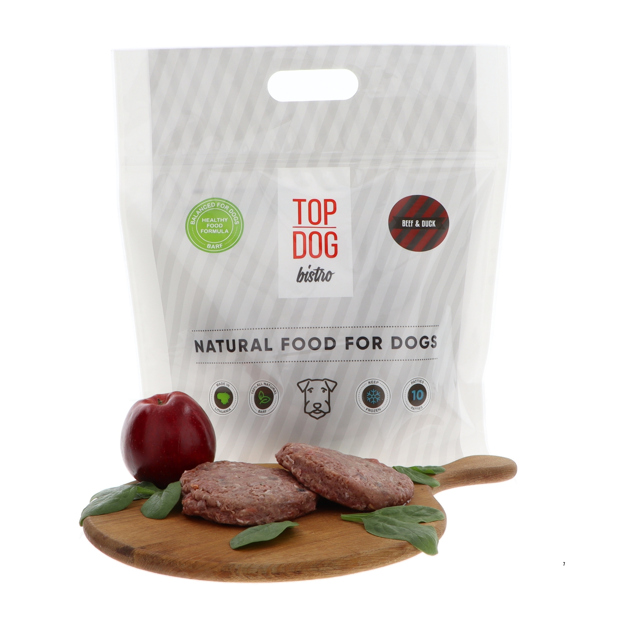 TOP DOG Bistro BEEF and DUCK žalias BARF pašaras šunims