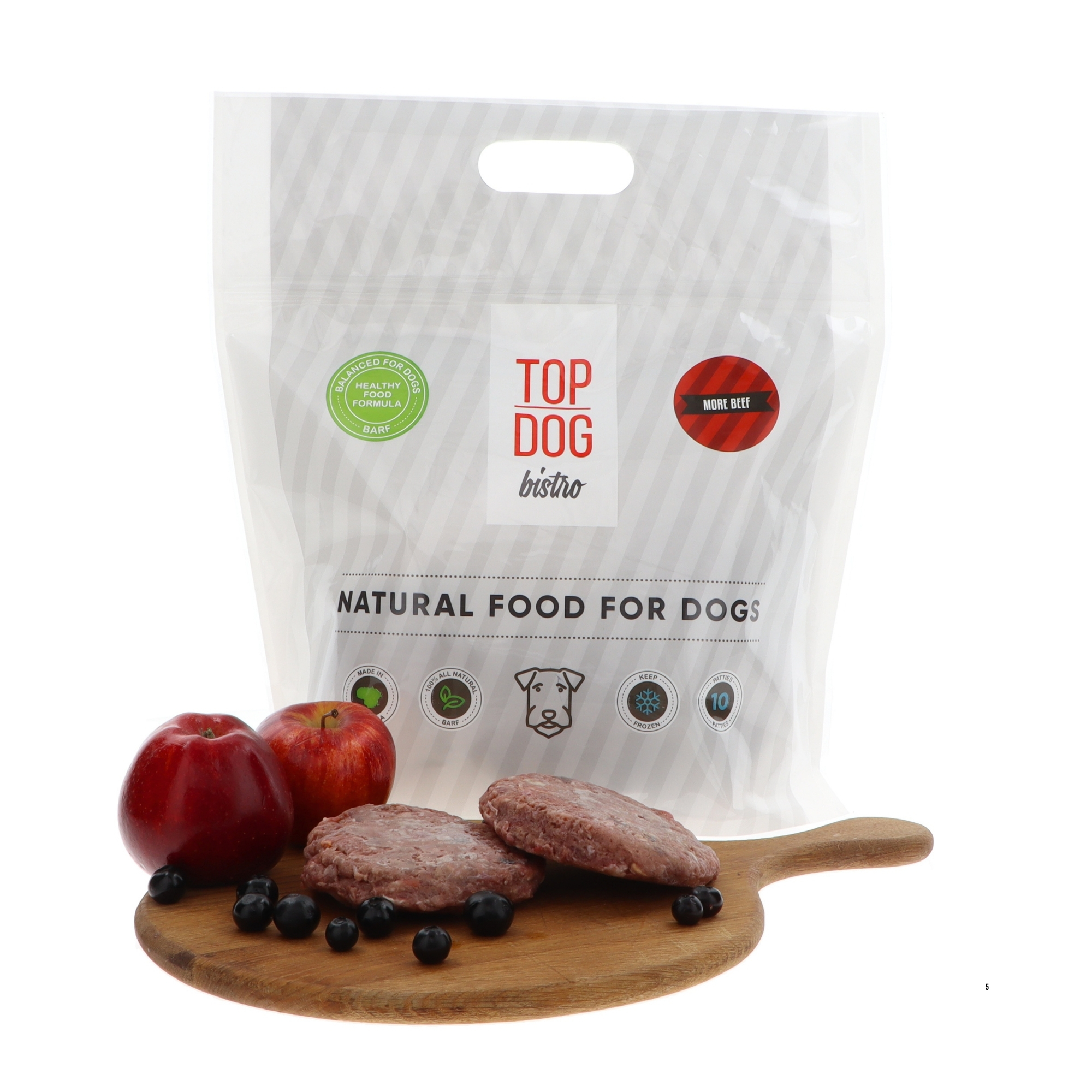 TOP DOG Bistro More BEEF žalias BARF pašaras šunims