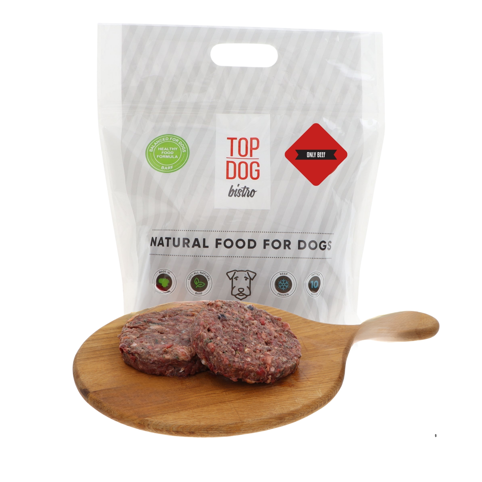 TOP DOG Bistro ONLY BEEF žalias BARF pašaras šunims